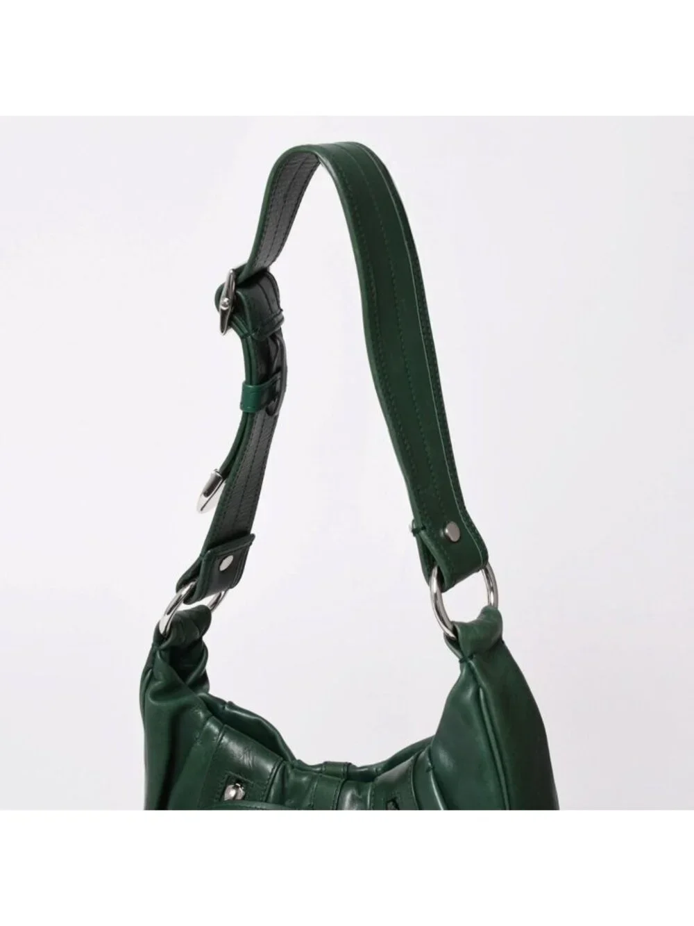 Saint Laurent Rive Gauche Leather Hobo Shoulder Bag Tom Ford Era Pleated Green